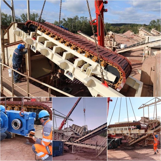 On site steel deck feeder assembly by the Haladjian team